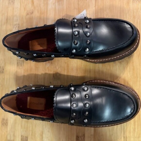 COACH Lenox Studded Leather Platform Loafers - Picture 7 of 16